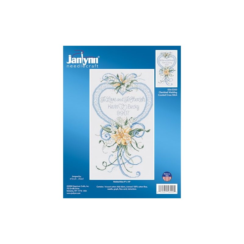 Janlynn 1-Piece Cherish Wedding Heart Counted Cross Stitch Kit