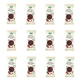 Byodo Schoko-Disk Zartbitter 65g, 12er Pack - Knusprige Vollkornreis-Scheiben, Bio-Qualität, Glutenfrei & Vegan, Perfekt für Liebhaber dunkler Schokolade
