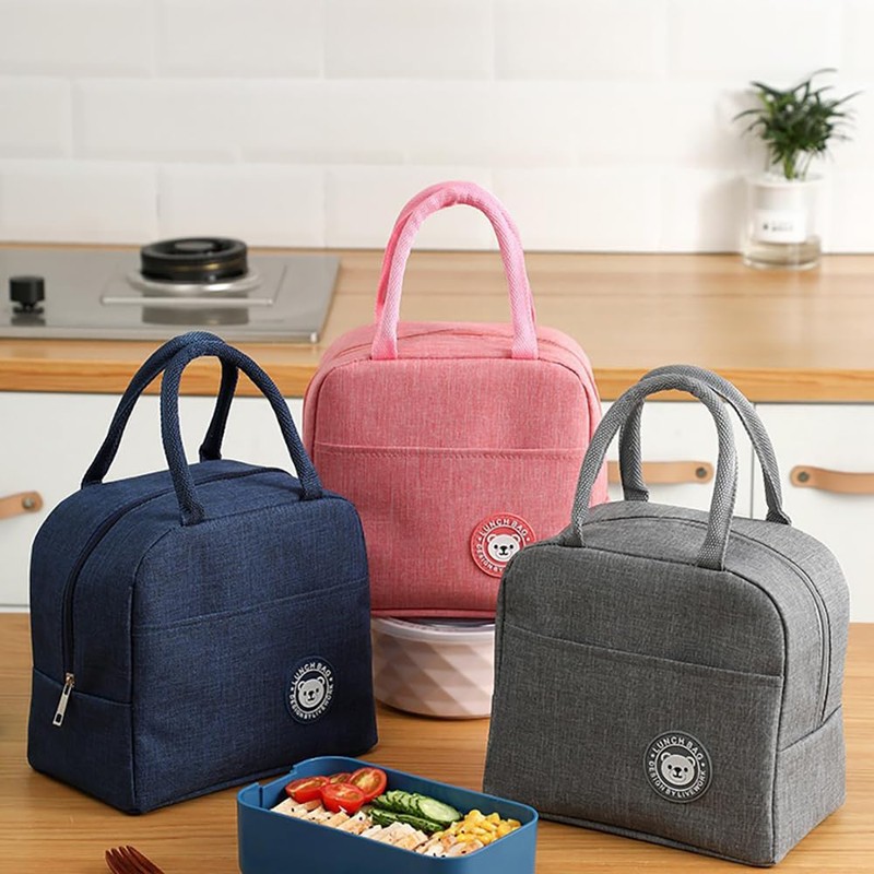 Tongke Insulated Lunch Bag, Portable Thermos Lunch Box Carrier, Double-Layered