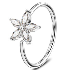 Jewseen 925 Sterling Silver Nose Rings Hoop 20g Nose Rings Flower Cartilage Hoop Helix Daith Earrings Nose Piercings Jewelry Nose Hoop Earring for Women