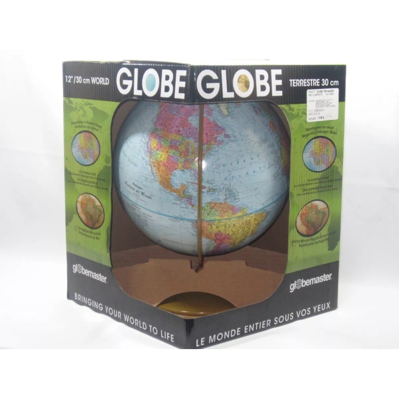 Globemaster Globo Terráqueo Azul Didáctico 30.5cm Con Relieve Montañas