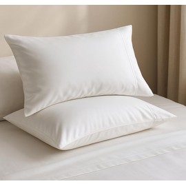 Eucalyptus Tencel Pillowcases King – 100% Tencel Lyocell, Cooling Percale Weave, Crisp & Breathable, Temperature-Regulating Pillow Covers (White)