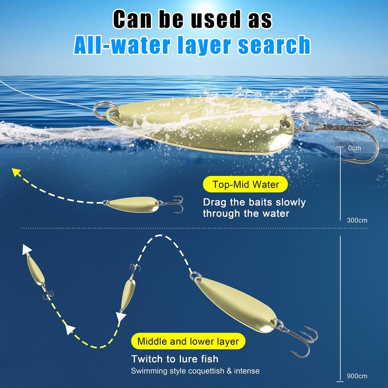 5pcs Fishing Spoon Lures Spinners Baits Hard Metal Jigs Spoon