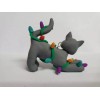 Celtic Forest Clay GRAY CAT Christmas Ornament TANGLED IN LIGHTS