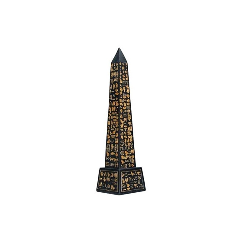 SUMMIT COLLECTION Black Egyptian Obelisk with Gold Hieroglyphs Collectible Figurine