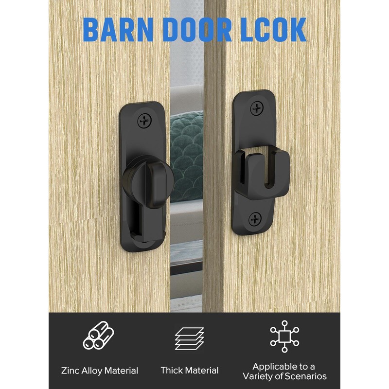 MeBantoo 90/180 Degree Flip Barn Door Lock, Protect Privacy -