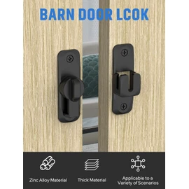 MeBantoo 90/180 Degree Flip Barn Door Lock, Protect Privacy - Security Sliding Door Latch, Small Gate Latches Hardware for Barn, Garden, Bathroom, Cabinet, Window (Black-1PC)