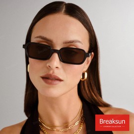 Breaksun Retro Rectangle Sunglasses for Women Men Trendy 90s Small Square Sun Glasses 2025 Designer Vintage Shades (Black/Brown)