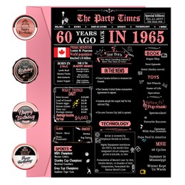 60th Birthday Cards, 60th Black Pink Birthday Decorations, Best 60 year old Birthday Gifts for Women Mother, Happy Birthday Cards for Wife