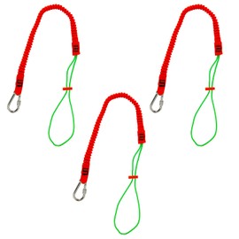 Malta Dynamics Tool Tether Lanyard with Carabiner Attachment, 53" Expansion, Adjustable Loop End (3 Pack)