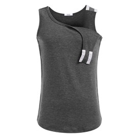 Deyeek Post Shoulder Surgery Shirts for Women Rotator Cuff Recovery Tank Tops After Surgery Shirt for Men Broken Arm Clothes Dark Grey