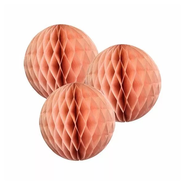 C-Spin 3x Peach 12" HoneyComb Round Tissue Paper Lantern Balls