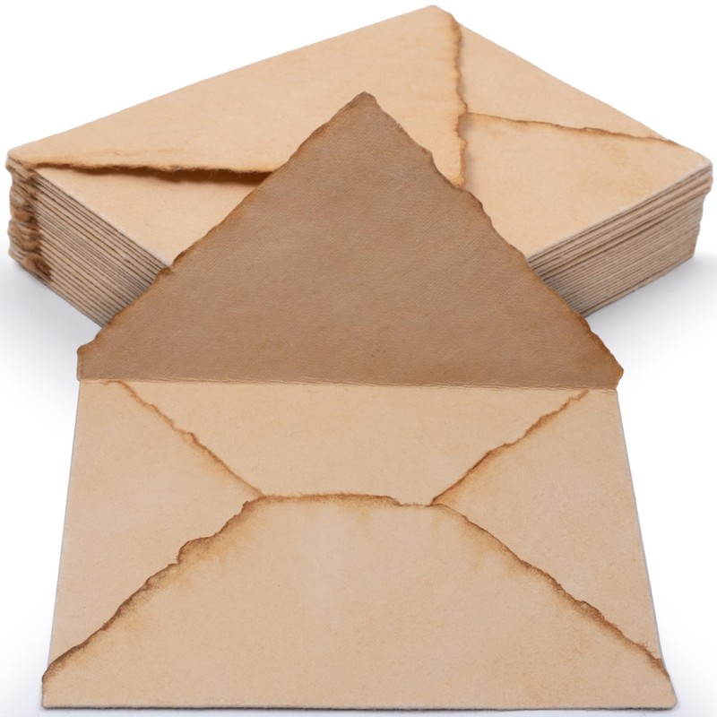 Wanderings Handmade Antiqued Envelope with Deckle Edge - 4.25 x