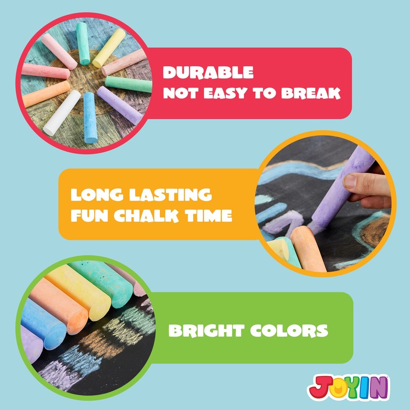 JOYIN 120 PCS Sidewalk Chalks for Kids Giant Box Non-toxic