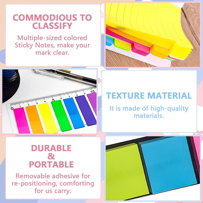 Sticky Notes Set 710 Pack, Divider Sticky Notes Tabs, Office