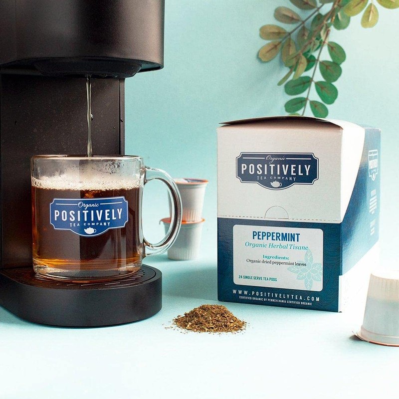Organic Positively Tea Company, Peppermint Leaf Herbal Tea, K-Cup Compatible,