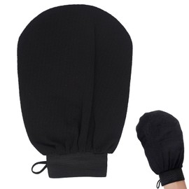 1 x Silk Exfoliating Gloves Body Exfoliating Gloves Body Exfoliating Sponge Exfoliate Shower Glove Exfoliating Sponge Body Silk Gloves Black