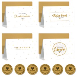 GOCOHHI 12 Thank You Cards Colourful 4 Designs Greeting Card Blank Thank You Cards with Envelopes and Sticker Set Card Thank You for Everything