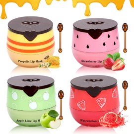 4 Bálsamos Labiales De Abeja Con Miel, Mascarilla Labial De Miel, Fresa, Sandía Y Manzana, Reduce Las Líneas De Expresión, Bálsamo Labial Exfoliante Hidratante.