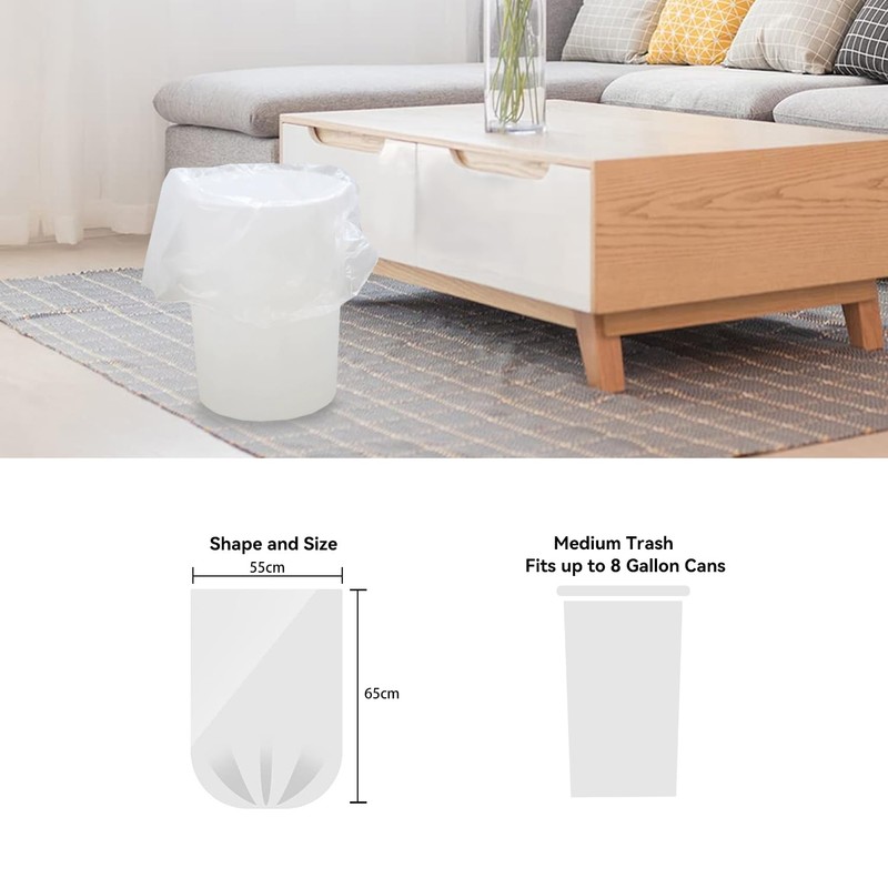 WAIKAS 6 Gallon Trash Bags, 48 Count, Garbage Bags, No