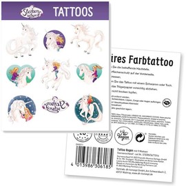 9 Tattoos * Star Tail * for Children's Birthday and Theme Party | Temporary Children's Tattoos | Laura Girls Horses Unicorn Children Party Birthday