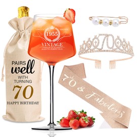 Cyrelwing 70th Birthday gifts for her 2025 Funny Birthday Gifts For Women, 70th Birthday Gifts For women, 70th Birthday Gifts For Mom, 70 Year Old Woman Birthday Gift Ideas, 70th Wine Glass