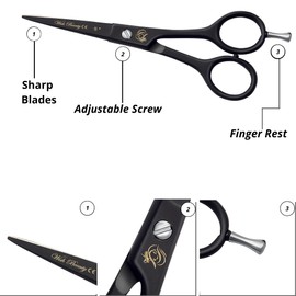 Professional Hairdressing Scissors Barber Salon Hair Cutting Sharp Razor Shear (Black Scissors 5")
