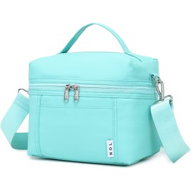 NOL Natural Organic Lifestyle Insulated Lunch Bags for Women Cooler Bag Lightweight Nylon Waterproof Lunch Box For Work（Small, Cyan