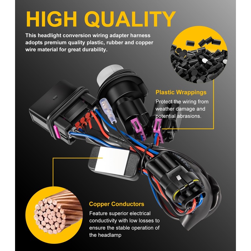 810003 Headlight Conversion Wiring Adapter Harness Assembly Kit for Ram
