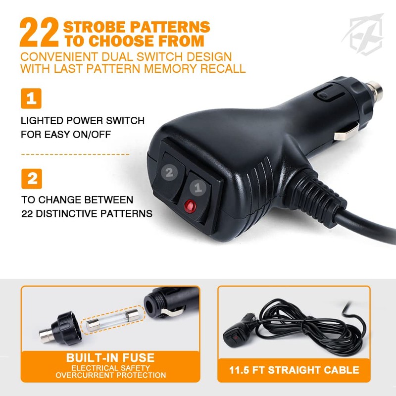 Xprite Emergency Dash Strobe Light Aluminum w/Upgrade Suction Cups, Interior