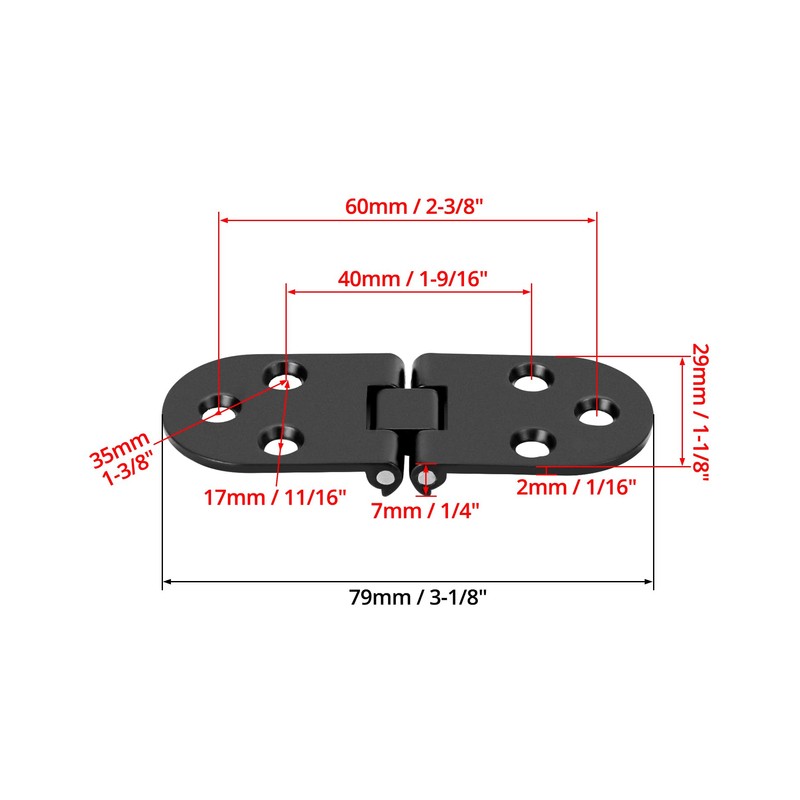 QWORK® 4 Pieces Folding Flip Hinges 180 Degree Hinges, Drop