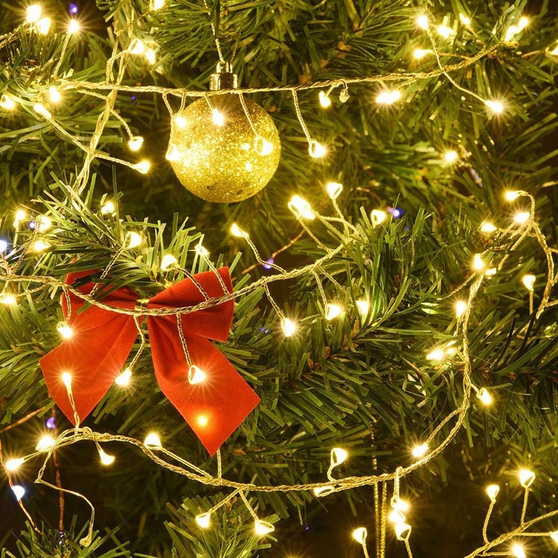WEGRASY Firecracker Fairy Lights Plug in,33ft 300LEDs Green Wire Cluster