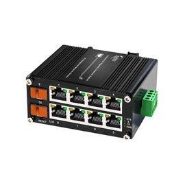Htfoevrxs Compact Industrial Managed 8-Port Gigabit Switch with 2 SFP Slots, DIN Rail Mount, Web Management, -40°C to 80°C for IP Cameras & Wireless APs