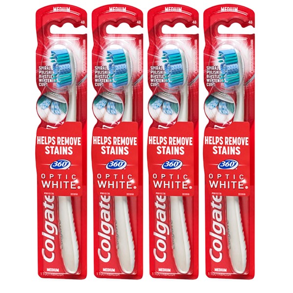 Colgate 360 Optic White Manual Stain Removal Toothbrush Medium Bristle