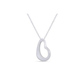 AFFY Open Heart 14k White Gold Over Sterling Silver Pendant Necklace Jewelry for Womens with 18" Chain