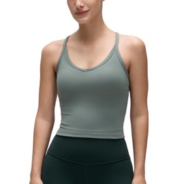 CRZ YOGA Butterluxe Soft Double Lined V Neck Camisole Tops for Women Casual Racerback Yoga Tight Sleeveless Shirts Grey Sage X-Small