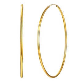 ChicSilver Gold Plated 70mm Hoop Earrings for Women Minimalist Round Earring Hoops Fashion Jewelry