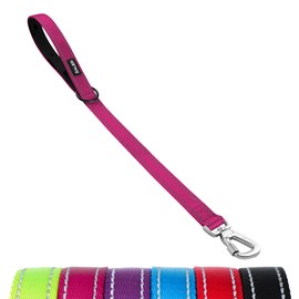 ZALER Short Dog Leash 2 ft, 24 Inches Traffic Leashes for Dogs, Nylon Reflective Dog Lead with Padded Handle, Heavy Duty Pet Leash with Carabiner Clip for Large and Medium Dogs (24" Pink)