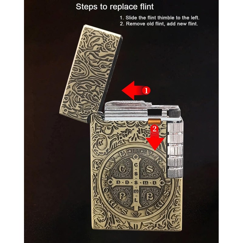 Constantine Lighter, Unique Side Wheel Trench Lighter, Refillable Butane Soft