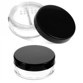 2PCS 10ml/0.34oz Plastic Empty Travel Loose Powder Refillable Loose Powder Container with Rotatable Sifter and Black Screw Lid Compact No Leak Powder Holder DIY Empty Makeup Powder Travel Container