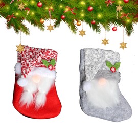 Hanwin Santa Stocking Pack of 2 Christmas Stockings, Christmas Stocking, Santa Socks, Santa Stocking for Filling for Christmas Tree, Fireplace, Coat Decoration, Red, White