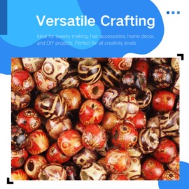 100pcs 12mm Hair Beads for Women Wooden Beads for Crafts Wood Hair Beads for Braids Beads for Hair Natural Painted (100pcs 12mm)