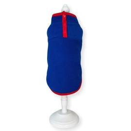 Cara Mia Dogwear Lightweight Button Neck Dog Fleece Vest Shirt Coat (M, Royal Blue/Red)