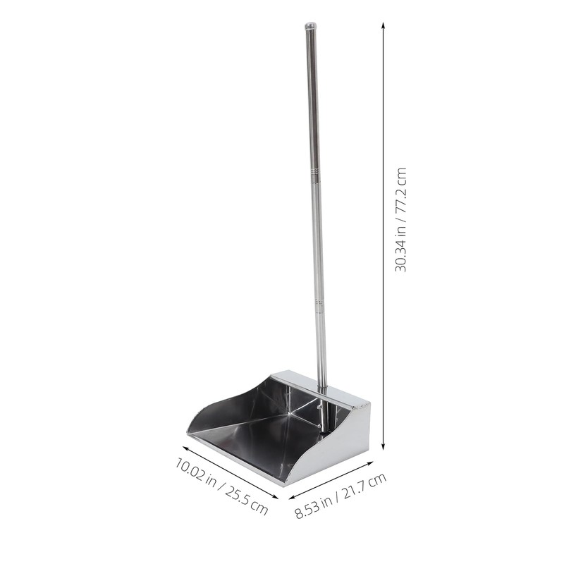 Lurrose Stainless Steel Dustpan: Dustpan with Handle - Stand Up
