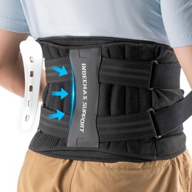 INDEEMAX Back Support Belt for Men and Women, Breathable Lumbar Support Belt for Sciatica, Scoliosis, Herniated Disc, Adjustable Back Brace Ergonomic Waist Belt with 3D Soft Pad, S