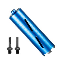 SALI Diamond Core Drill Bits 3" Diameter 10"/254mm Drilling Depth 5/8-11"Thread Core Bit Turbo Laser-Welded Segments for Cured Concrete with Rebar, Brick, Block, Masonry, Stone with Two Adapters