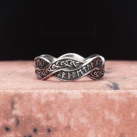 WESTMIAJW Viking Rings for Men Women Stainless Steel Norse Runes Ring Jewellery Size Q