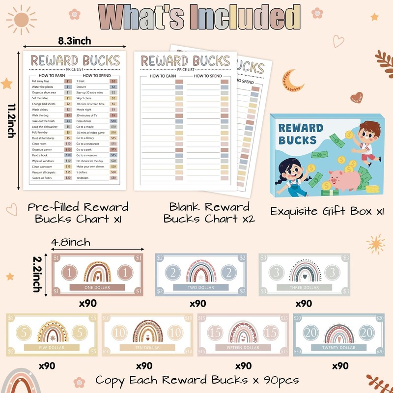 EZdhuawuse Reward Bucks Charts for Kids - Christmas Gifts 633P
