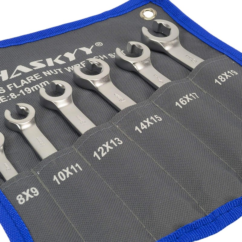 6-Piece Brake Line Wrench Set I Open Ring Spanner I