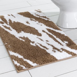 Home Beyond & HB design - Fluffy Bath Rug Mat - Super Soft Absorbent Non-Slip Washable Shaggy Microfiber Mat for Bathroom Kitchen Entryway Pets - 40x60cm, Brown